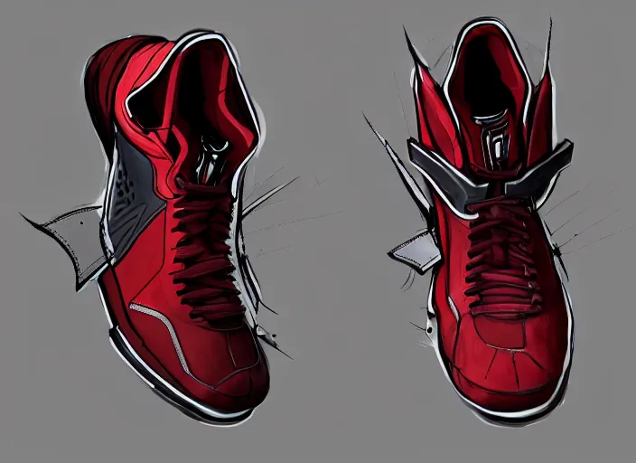 Image similar to basketball sneakers concept of star - lord, trending on artstation, smooth, sharp focus