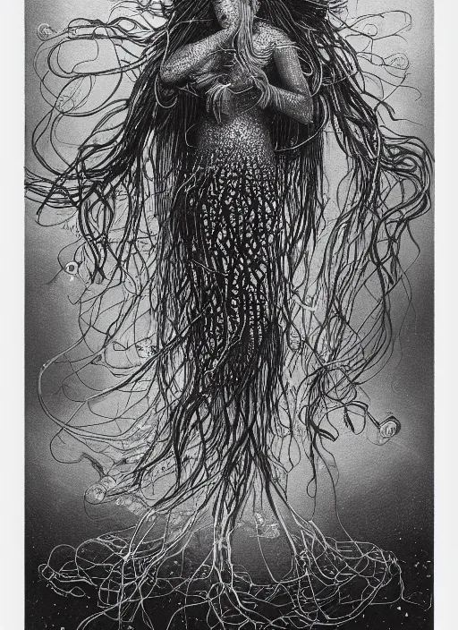 Prompt: Jellyfish goddess painting by Dan Hillier, trending on artstation, artstationHD, artstationHQ, 4k, 8k
