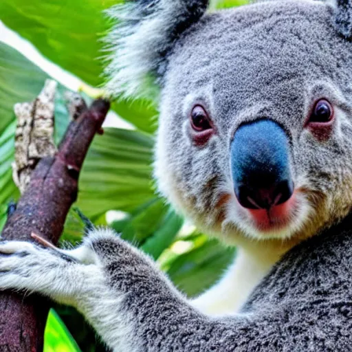 Image similar to a koala with the colors of a panda