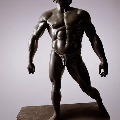 Prompt: muscular greek statue with benjamin netanyahu's face, studio lighting