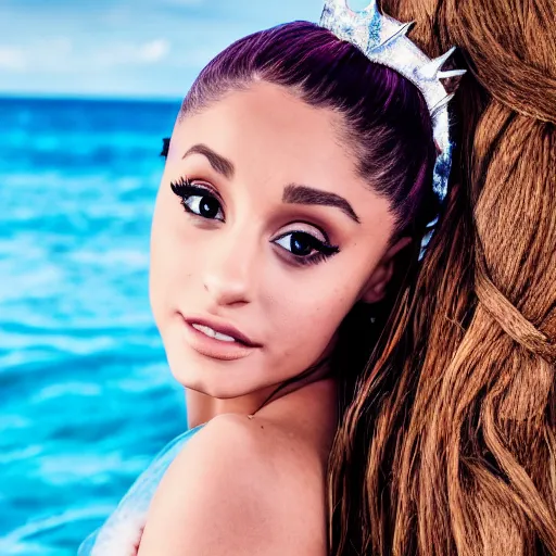 Image similar to Ariana Grande as a mermaid, vogue, perfect face, intricate, Sony a7R IV, symmetric balance, polarizing filter, Photolab, Lightroom, 4K, Dolby Vision, Photography Award