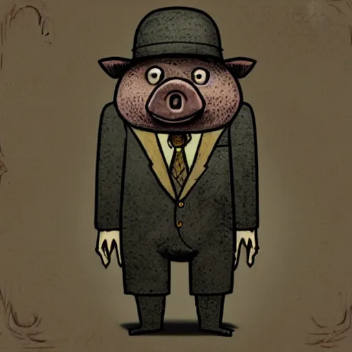 Image similar to anthropomorphic pig from rusty lake : roots ( 2 0 1 6 videogame ), very detailed face