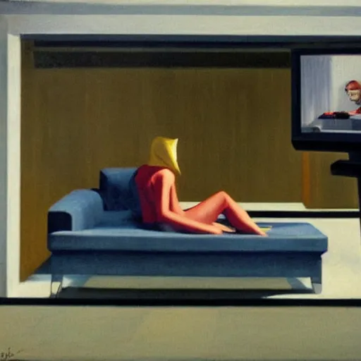 Image similar to TV static, by Edward Hopper