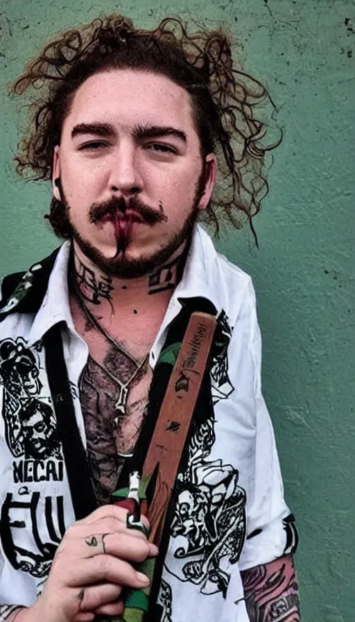 Image similar to Post Malone as Mexican revolutionary fighter