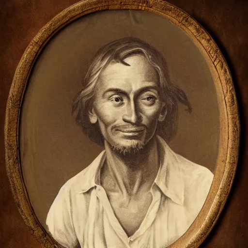 Image similar to a portrait of johnny appleseed, studio lighting, high resolution 8 k,