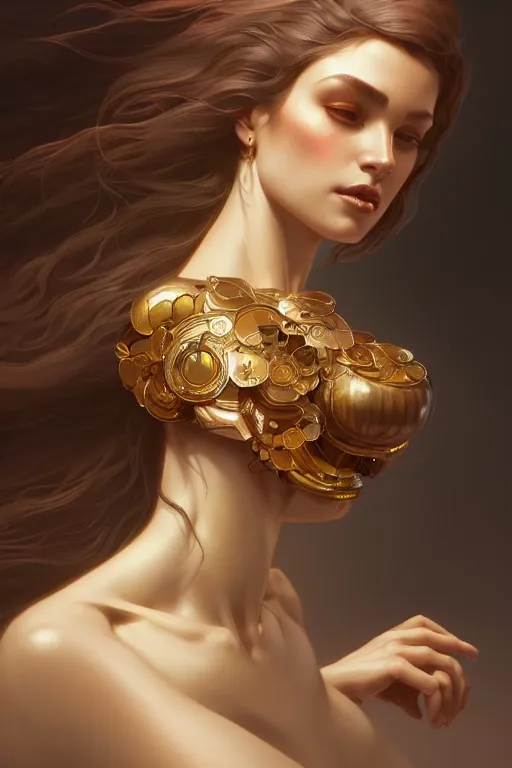 Image similar to Pandora woman, intricate, elegant, highly detailed, digital painting, artstation, concept art, smooth, sharp focus, illustration, art by artgerm and greg rutkowski and alphonse mucha, 8k