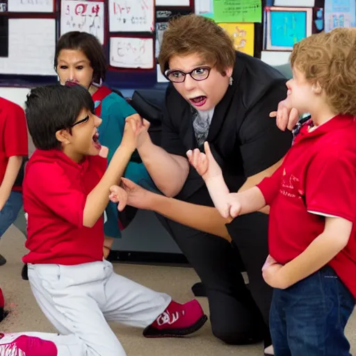 Image similar to mathnasium teacher yelling at students, red faced