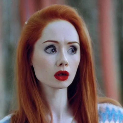 Prompt: a still of Karen Gillan in Twin Peaks (1990)