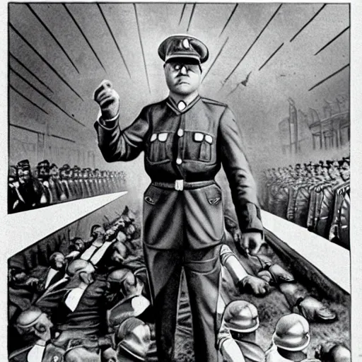 Image similar to the homepride man as leader of nazi germany