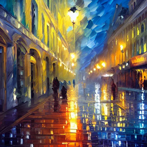 Image similar to vienna at night by craig mallism, leonid afremov, artgerm, jeremy lipkin and michael garmash, unreal engine,