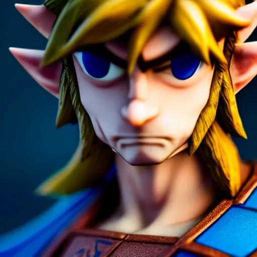 Image similar to photograph portrait of Link from The Legend of Zelda, intricate detail, sigma 85mm f/1.4, 4k, depth of field, high resolution, 4k, 8k, hd, full color