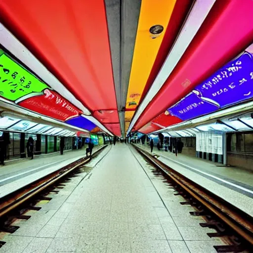 Prompt: Japanese subway station, Colorful, moody, realistic