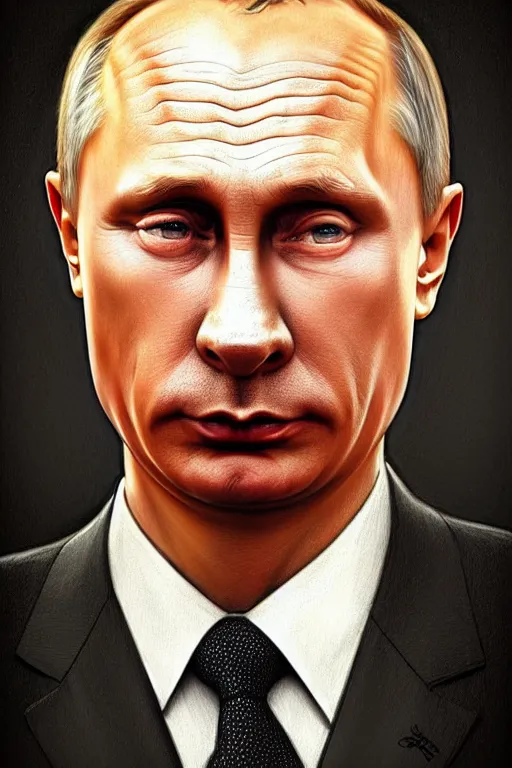 Image similar to vladimir putin as homer simpson from the simpsons, realistic portrait, symmetrical, highly detailed, digital painting, artstation, concept art, smooth, sharp focus, illustration, cinematic lighting, art by artgerm and greg rutkowski and alphonse mucha