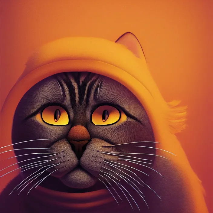 Image similar to portrait of Garfield the cat. intricate abstract. intricate artwork. by Tooth Wu, wlop, beeple, dan mumford. octane render, trending on artstation, greg rutkowski, very coherent symmetrical artwork. cinematic, hyper realism, high detail, octane render, 8k, iridescent accents, deep blacks