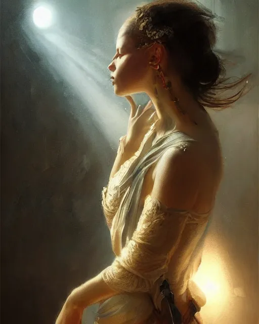 Image similar to Patience during a war on the outside of the clubs, gorgeous, portrait, powerful, intricate, beautiful, masterpiece, elegant, volumetric lighting, back lighting, rimlight, dramatic lighting, digital painting, highly detailed, artstation, sharp focus, illustration, Artgerm, Jean-Léon Gérôme , ruan jia