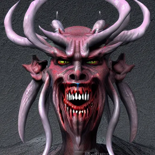 Image similar to scary demon, 3 d rendered, very detailed