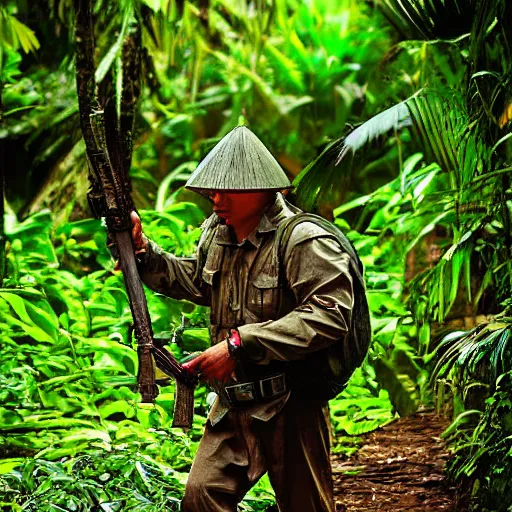 Image similar to vietcong minion, photograph, vietnam, jungle