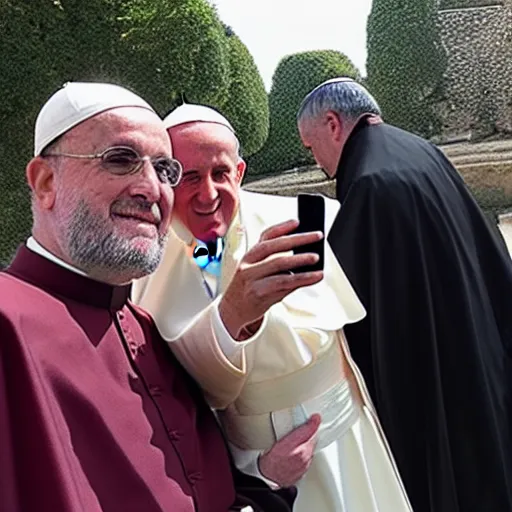 Prompt: Isis taking a selfie with the pope , professional photograph 8000 BC