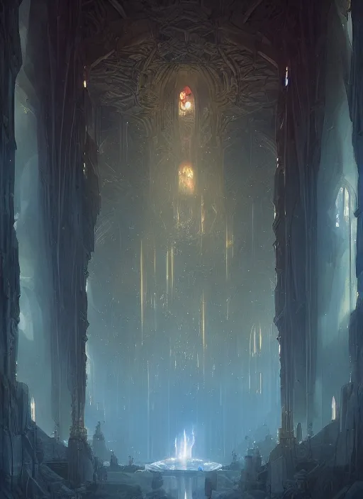 Image similar to interior of the castle of light, light shafts, the glowing throne, stunning atmosphere, by greg rutkowski, style of peter mohrbacher, nature by asher brown durand