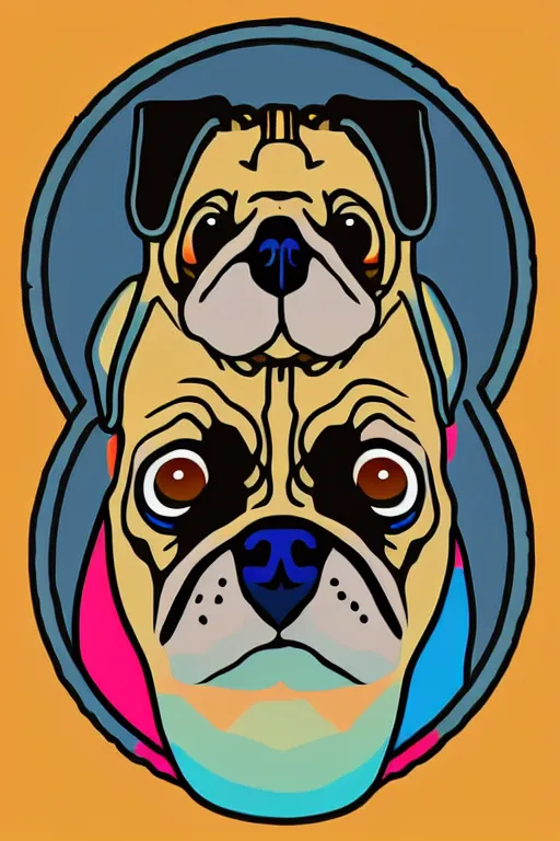 Image similar to portrait of a pug skeletor, sticker, colorful, illustration, highly detailed, simple, smooth and clean vector curves, no jagged lines, vector art, smooth