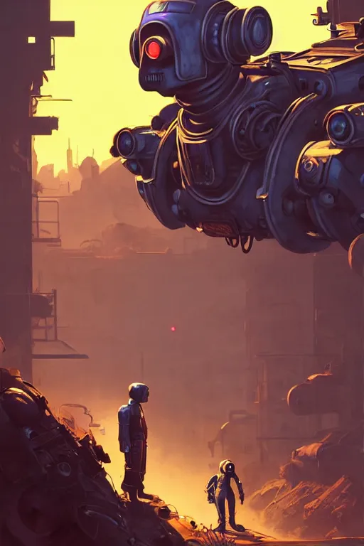 Image similar to robot dog, apocalyptic fallout 7 6, dieselpunk, hyper realistic, gta 5 cover, behance hd artstation by jesper ejsing, by rhads, makoto shinkai and lois van baarle, ilya kuvshinov, ossdraws, feng zhu and loish and laurie greasley, victo ngai