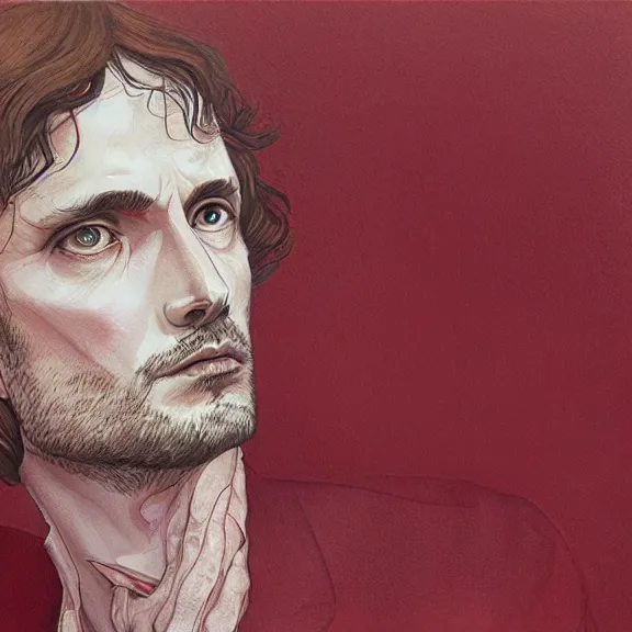 Prompt: will graham, dark, red, by martine johanna, golden ratio, environment, hyper detail, concept artbook, ealistic, photorealistic,