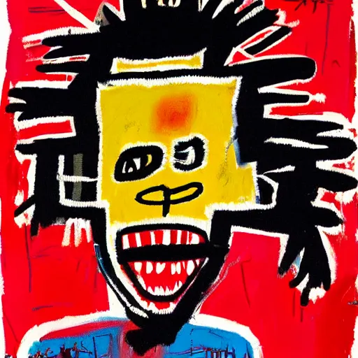 Prompt: crazy mad man screaming, by jean - michel basquiat