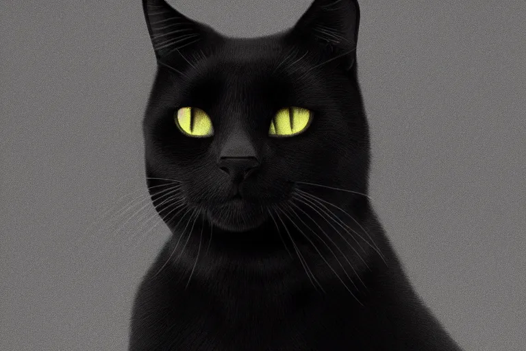 Image similar to portrait of a black cat, white background, studio lighting, photorealistic, octane, Unreal Engine, finalRender, concept art, digital illustration, artstation, artstation hq, hd, 4k resolution