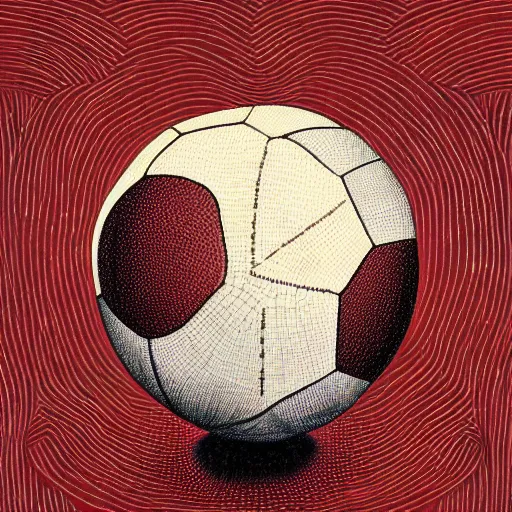 Prompt: illustration of football ball, by, da vinci and victo ngai