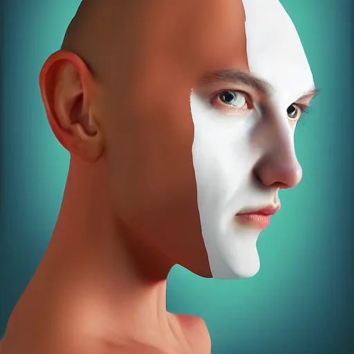 Image similar to half human half milk, digital art,