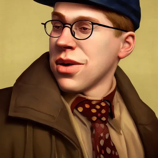 Image similar to Joe Pera, a fine art painting, Patrick Brown, trending on cgsociety, artstation, american realism, 2d game art, photo illustration, daz3d, official art,