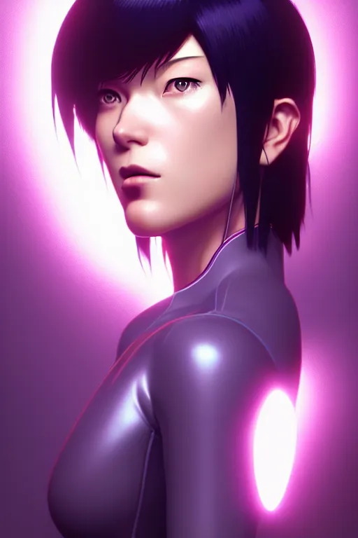 Image similar to a film still portrait of a motoko kusanagi ghost in the shell, finely detailed features : : as motoko kusanagi by pixar : : by ilya kuvshinov, rossdraws, artgerm, maxim cover, octane render, cgi, volumetric lighting, anti aliasing, raytracing : :