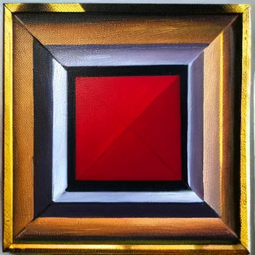 Image similar to oil painting, black square on canvas