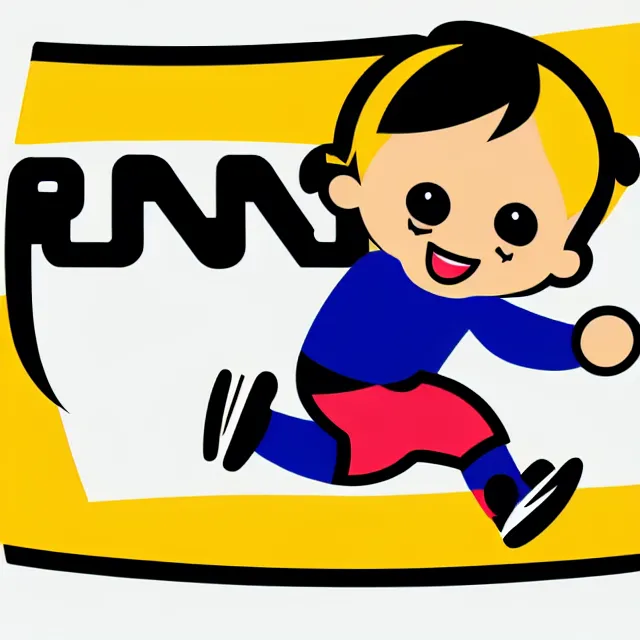 Image similar to running toddler vector logo, professional sports style, flat colours, bright colours, SVG, professional, sharp edges