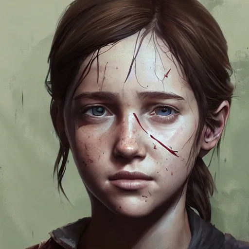 Prompt: 1 / 4 portrait painting of ellie from the last of us, detailed, artstation, greg rutkowski