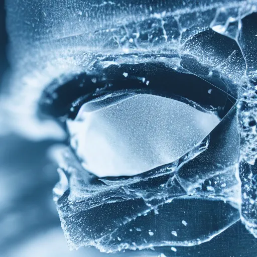 Image similar to see through clear sheet of ice sheet of ice in front of face behind ice 80mm eye close up