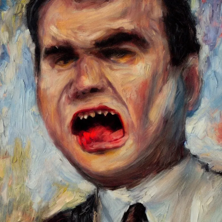 Image similar to warmly lit close up studio portrait of young angry!! teenage Richard Nixon angrily singing, impasto oil painting thick brushstrokes by Cy Twombly and Anselm Kiefer , trending on artstation dramatic lighting abstract Expressionism