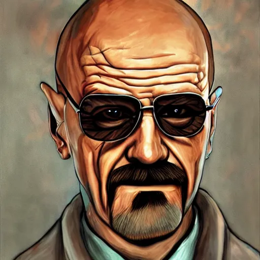 Prompt: ultra realistic portrait painting of walter white in don't starve, 4 k, ultra realistic, highly detailed, epic lighting