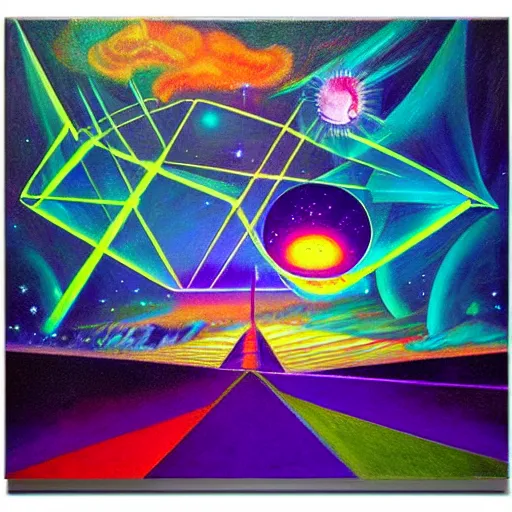 Prompt: solar punk city, geometry will draw the soul toward the truth and create the spirit of philosophy, galactic nebula, surrealist oil painting