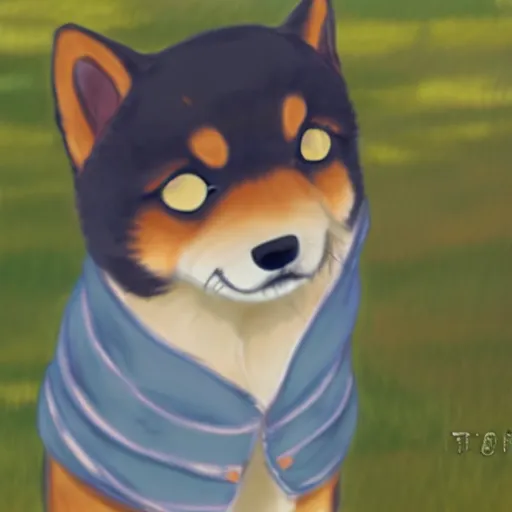 Prompt: the cutest shiba inu in the world, makoto shinkai