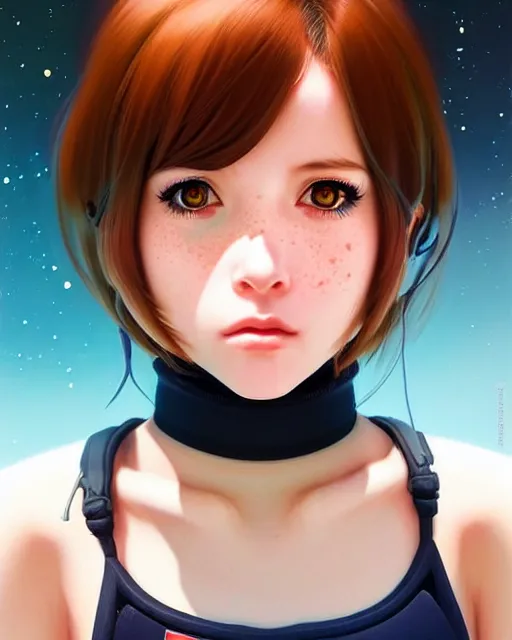 Prompt: portrait Anime space cadet girl Anna Lee Fisher cute-fine-face, pretty face, realistic shaded Perfect face, fine details. Anime. realistic shaded lighting by Ilya Kuvshinov Giuseppe Dangelico Pino and Michael Garmash and Rob Rey, IAMAG premiere, aaaa achievement collection, elegant freckles, fabulous