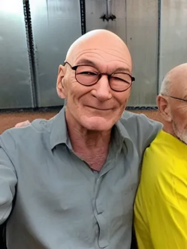 Image similar to photo of a person who looks like a mixture between patrick stewart and brent spiner