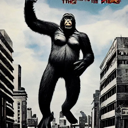 Image similar to king kong in attack of the 5 0 ft woman movie poster print