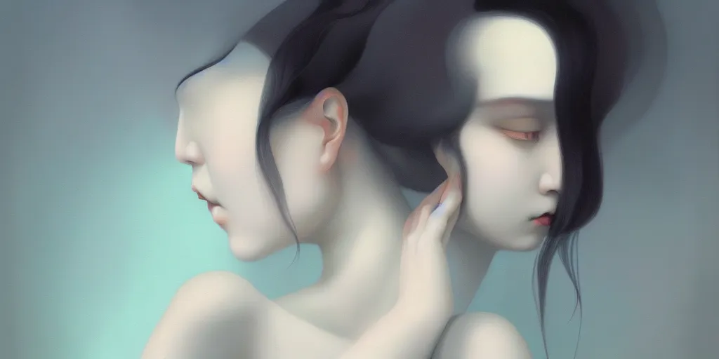 Image similar to breathtaking detailed concept art painting art deco of a sad person, by hsiao - ron cheng, bizarre compositions, exquisite detail, extremely moody lighting, 8 k