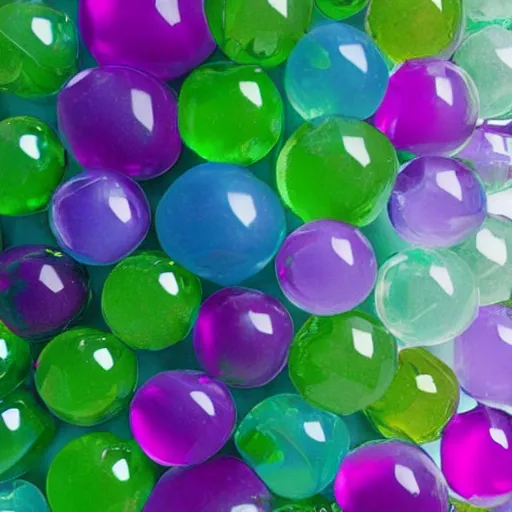 Image similar to a house made entirely of translucent green and purple marbles. octane render.