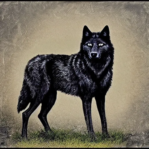 Prompt: spirit of the black wolf