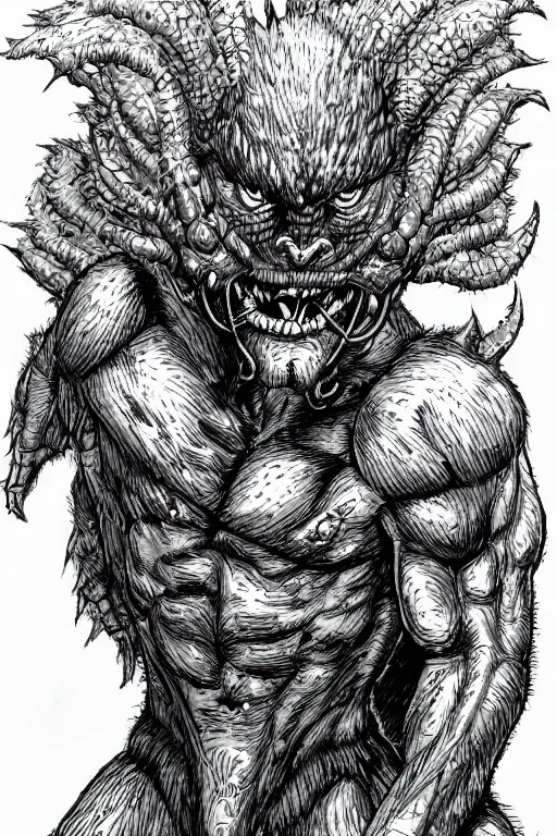 Image similar to beast man, highly detailed, digital art, sharp focus, trending on art station, kentaro miura manga art style