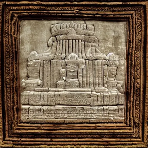 Prompt: snoopy angkor wat bas relief