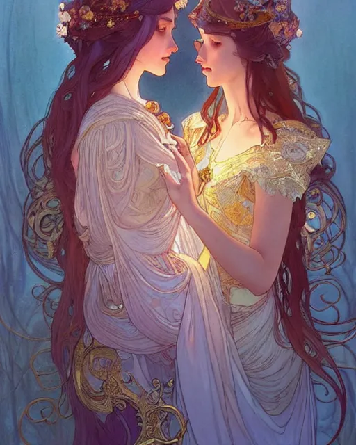 Image similar to romance | highly detailed | very intricate | art nouveau | gold filigree | romantic storybook fantasy | soft cinematic lighting | award - winning | disney concept art watercolor illustration by mandy jurgens and alphonse mucha and alena aenami | pastel color palette | featured on artstation