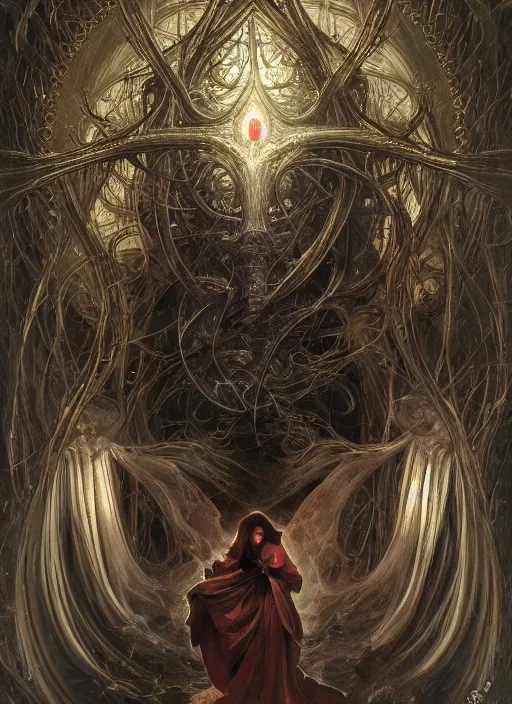 Image similar to album art divine holy dimension spell effect, physically accurate, moody dynamic lighting, very very intricate, very very elegant, highly detailed, digital painting, artstation, HR GIGER, Hieronymus Bosch, Francis Bacon, concept art, smooth, very beautiful, sharp focus, illustration, art by artgerm and greg rutkowski and alphonse mucha